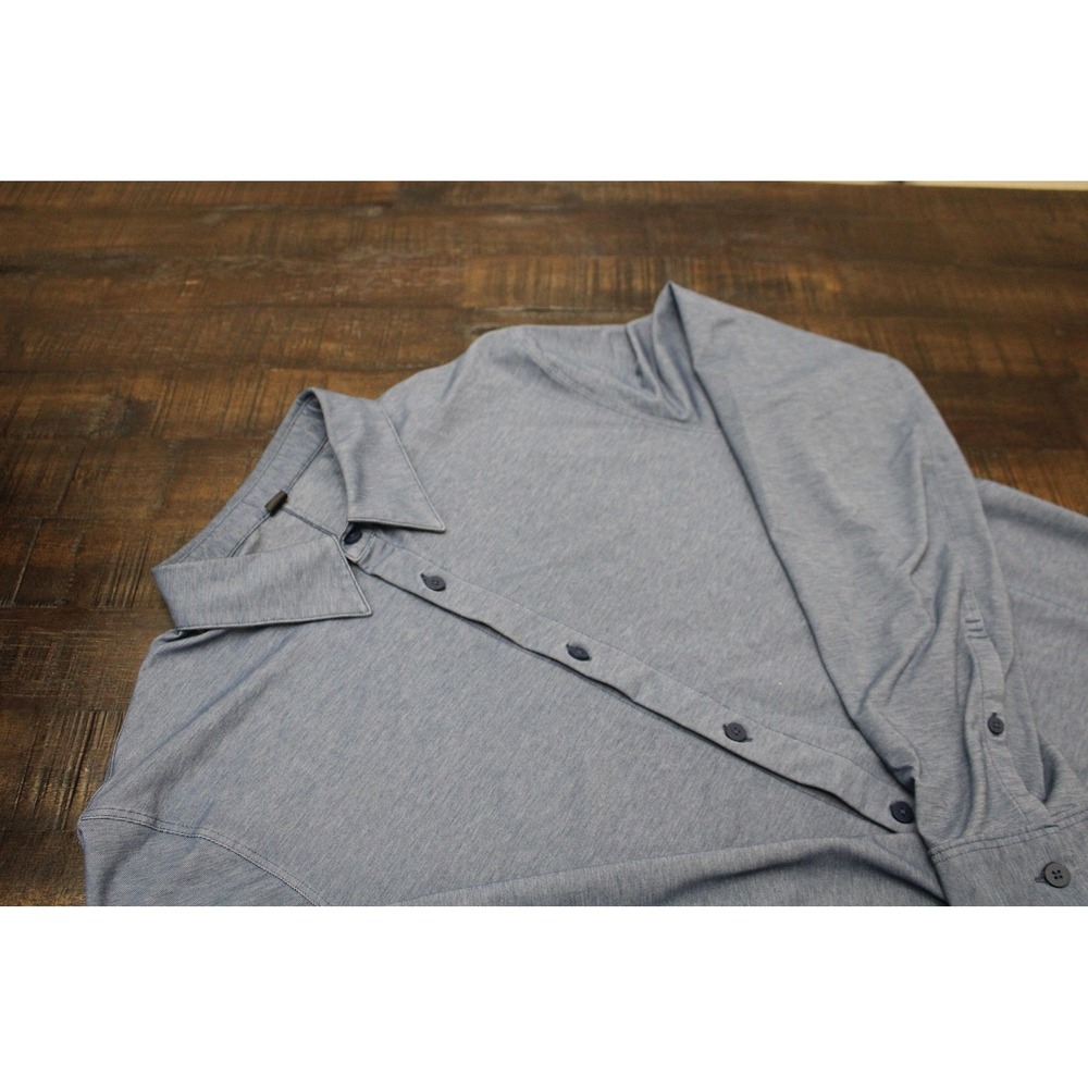 Lululemon Shirt Mens Medium Blue Solid Long Sleeve Button Up Stretch Casual